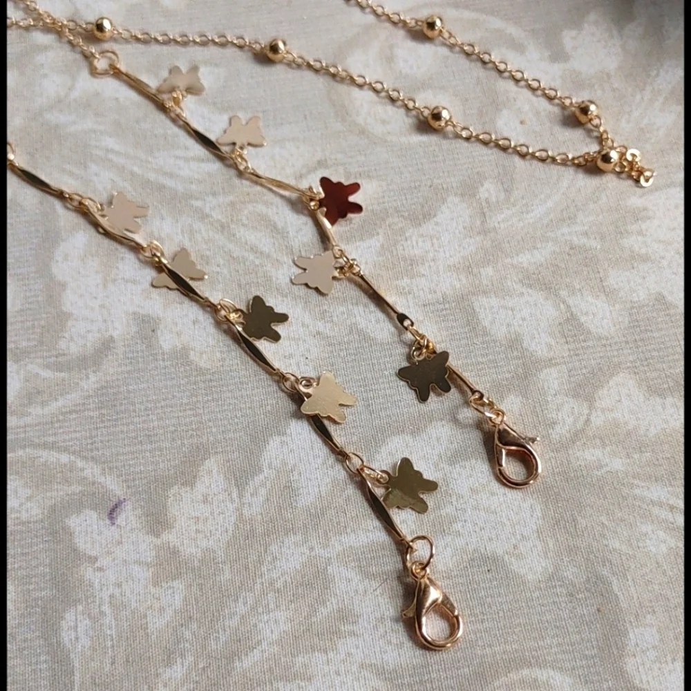 Gold Butterfly Mask / Glasses Chain Lany…